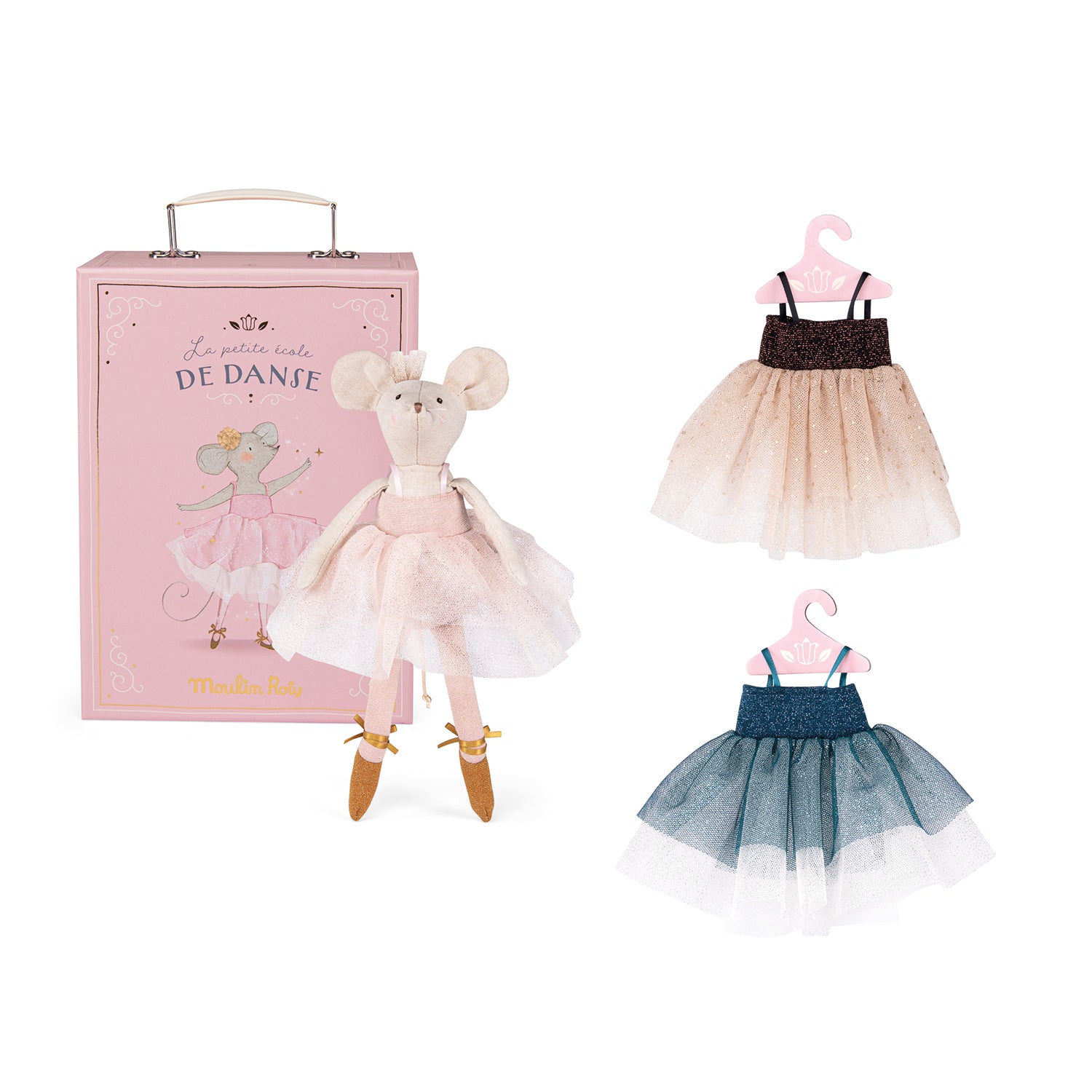 Moulin Roty - Tutus Mouse Doll with Suitcase - The Little School Of Dance - Dolls