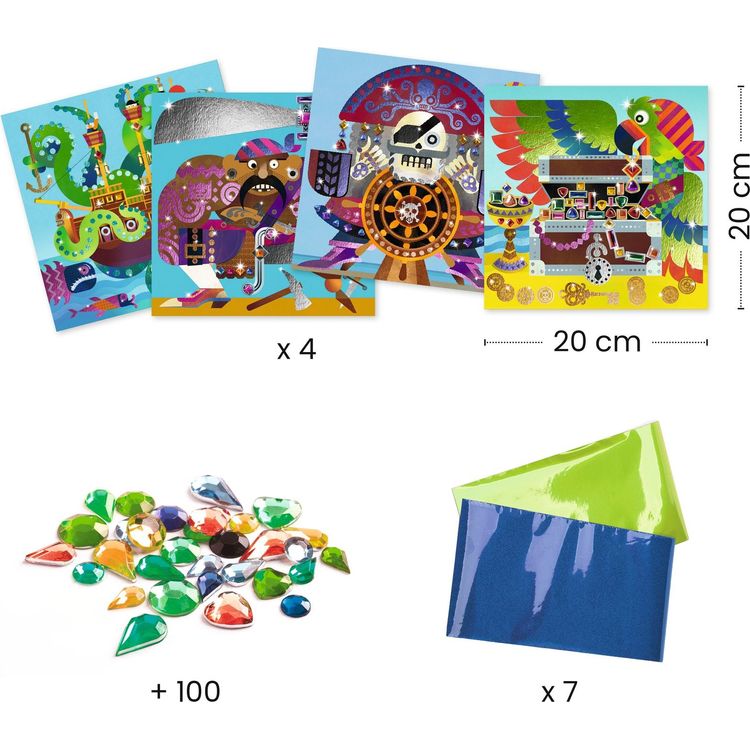 Djeco - Up and at 'Em! Foil & Jewel Mosaic Craft Kit - Creativity
