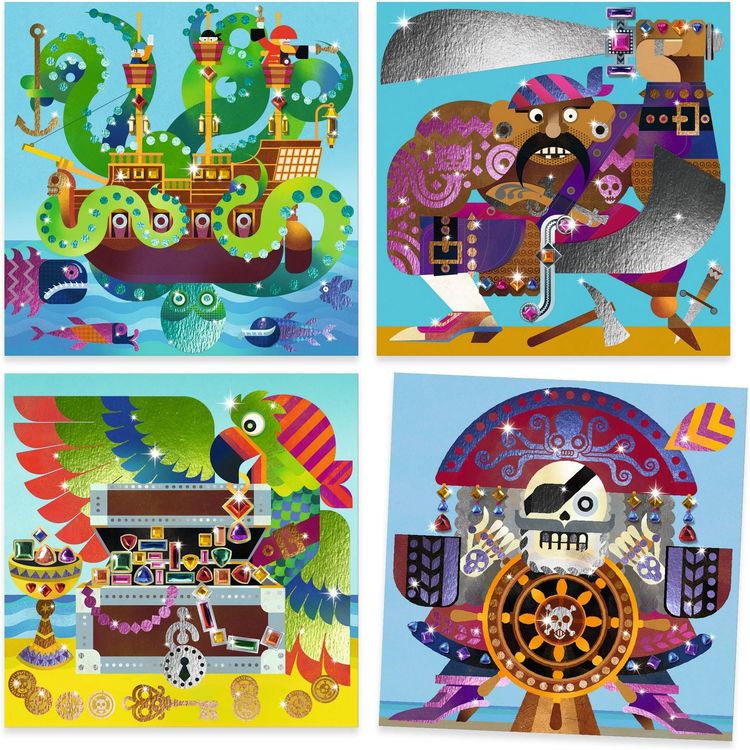Djeco - Up and at 'Em! Foil & Jewel Mosaic Craft Kit - Creativity