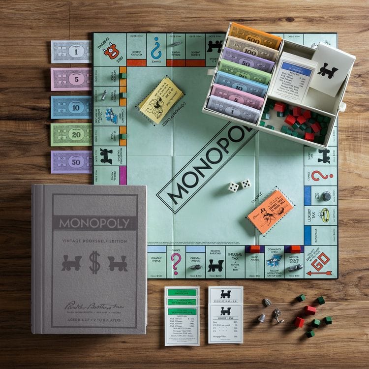WS Game Company - Vintage Bookshelf Games 3-Pack: Monopoly, Scrabble, Clue - Games