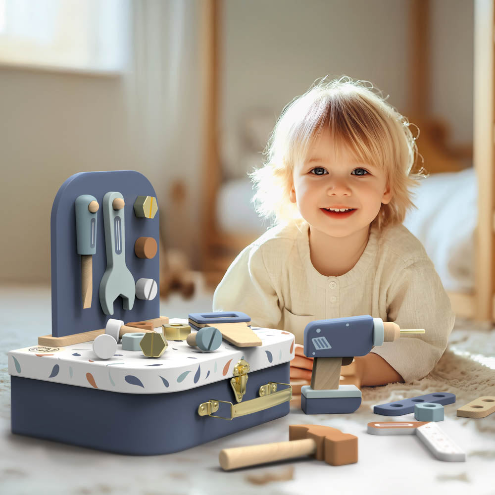 Speedy Monkey - Wood Pretend Play Toolkit with Suitcase - Preschool