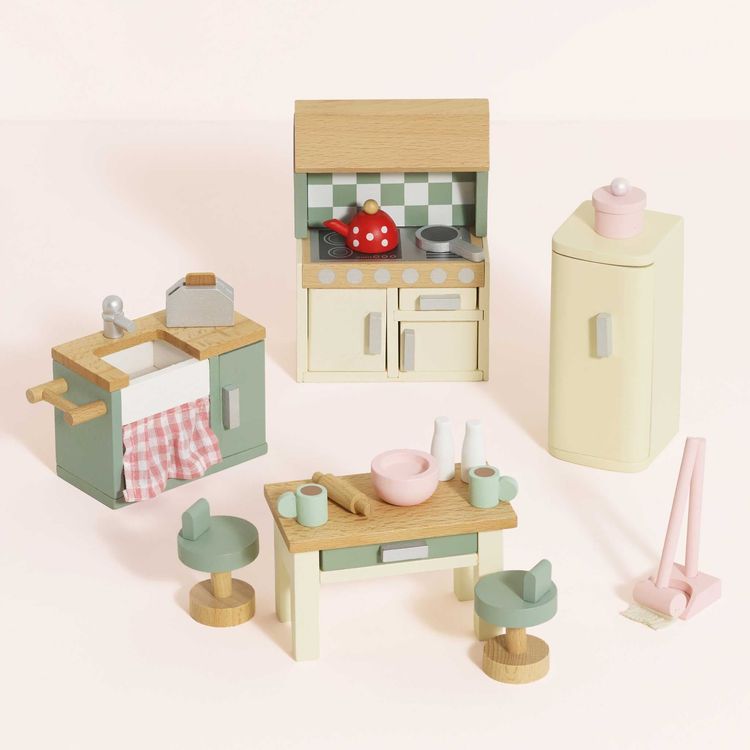 Le Toy Van - Wooden Dollhouse 20 Piece Kitchen Furniture Set - Dolls
