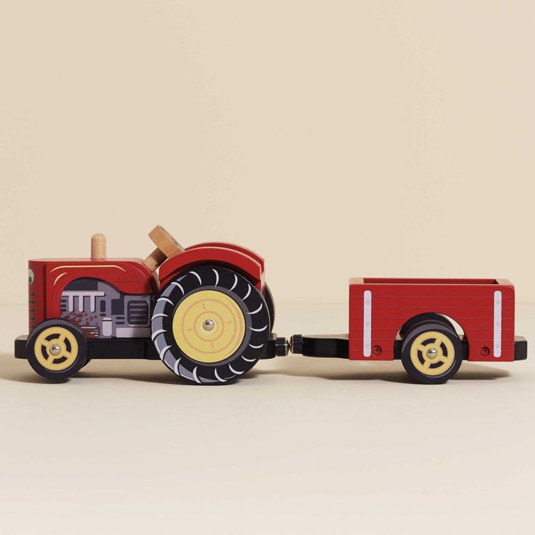 Le Toy Van - Wooden Farmyard Tractor & Trailer Toy - Preschool