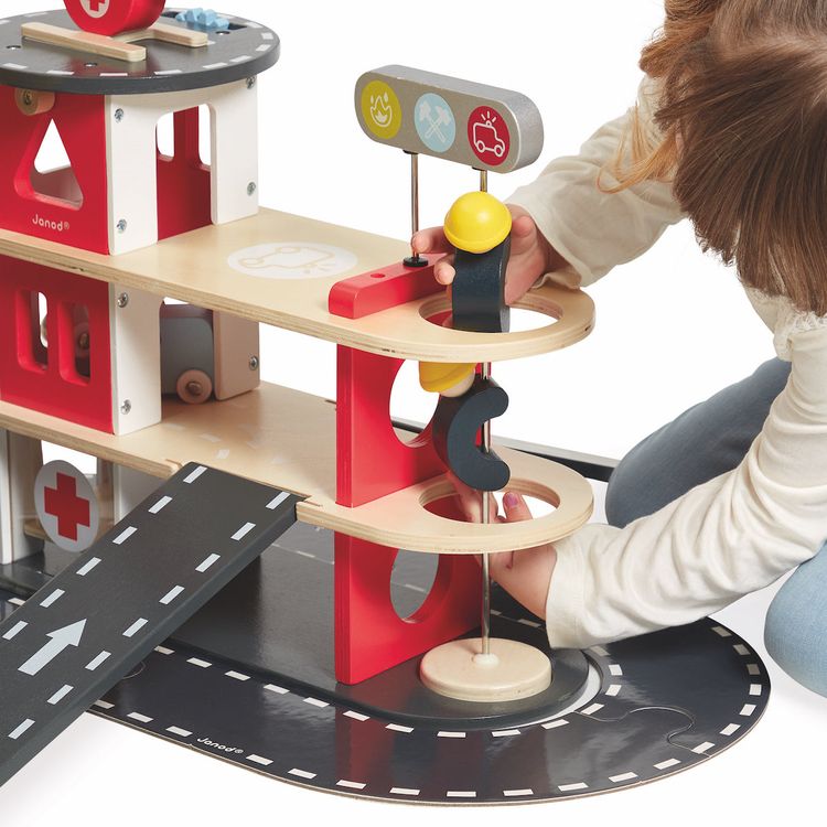 Janod - Wooden Fire Station Playset - Preschool