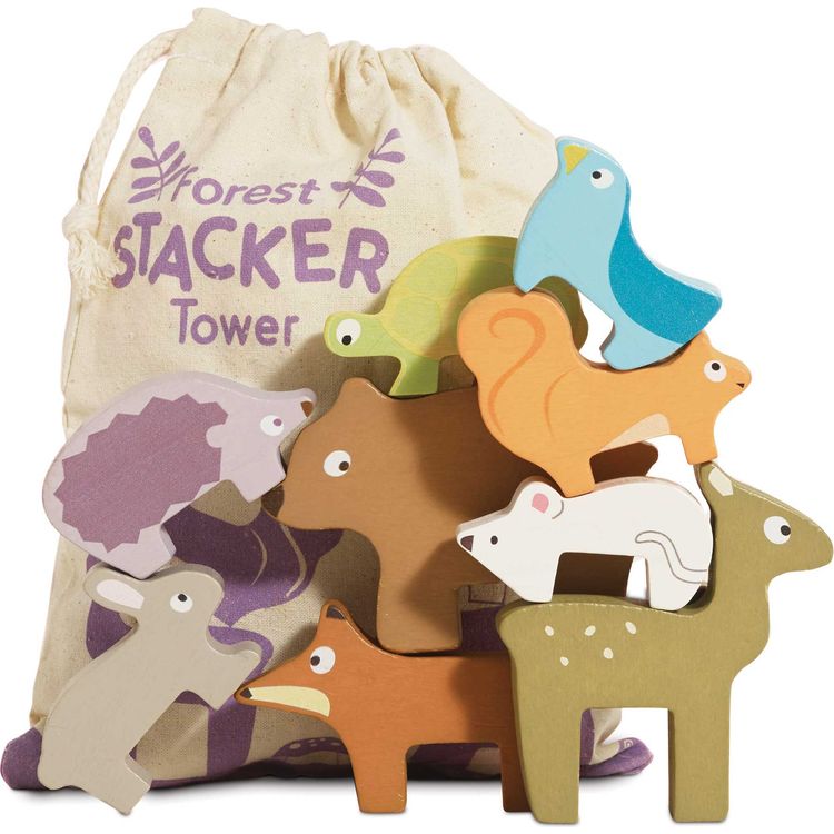 Le Toy Van - Woodland Stacking Forest Animals & Bag - 10 Pieces - Infants