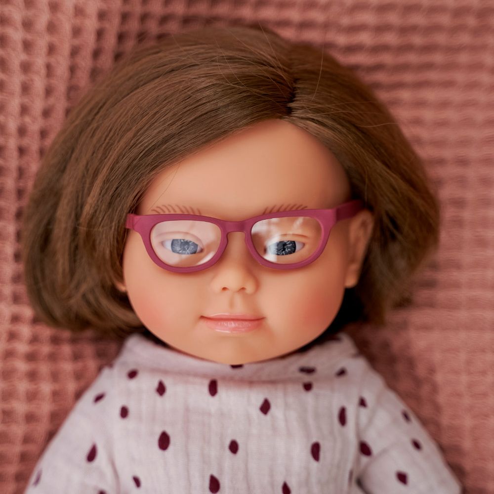 15" Baby Doll Caucasian Girl Down Syndrome with Glasses