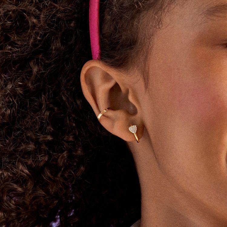 Bauble Bar Trend Accessories Little Hearts Big Feelings 18K Gold Kids' Hoop Earrings - Clear/Gold