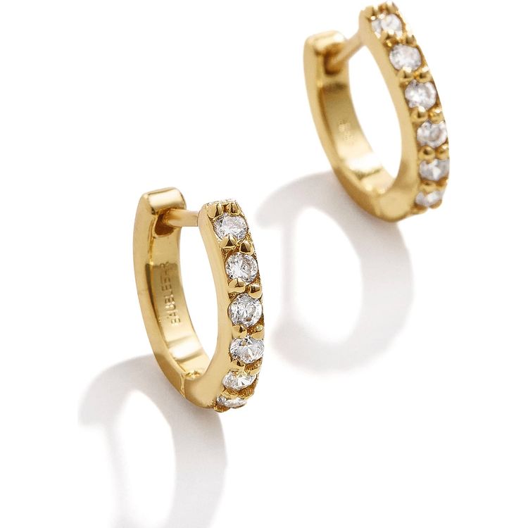 Bauble Bar Trend Accessories Tori 18K Gold Kids' Hoop Earrings - Gold/Pavé