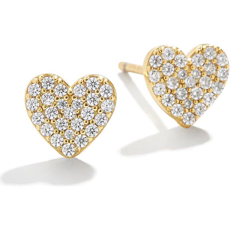 Bauble Bar Trend Accessories Whole Lotta Heart 18K Gold Kids' Earrings - Pavé