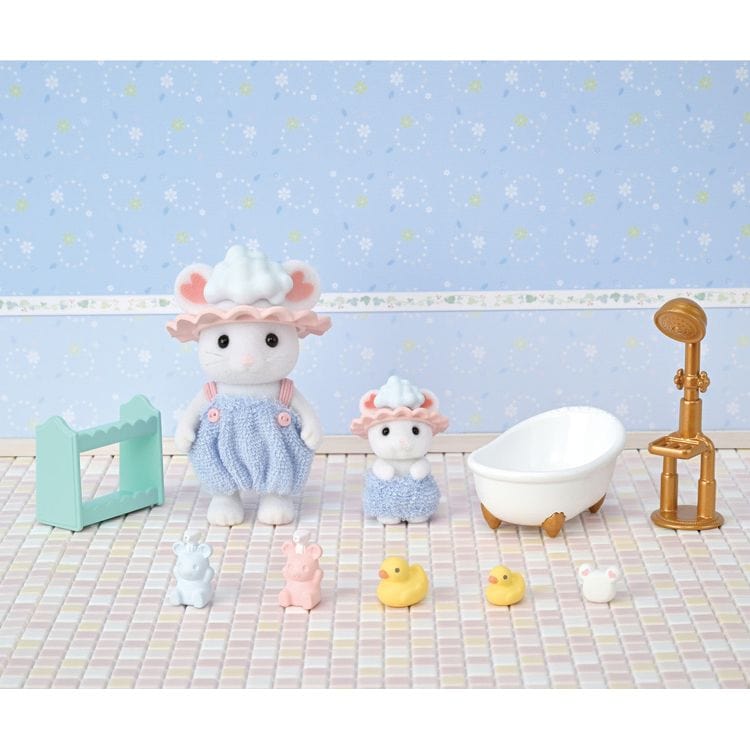 Calico Critters Collectibles Calico Critters Bath Time Bubble Siblings Playset with 2 Collectible Doll Figures