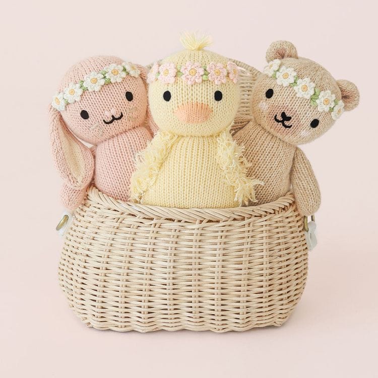Cuddle And Kind Plush 7" Baby Duckling (With Flower Crown) Hand-Knit Doll (pink)