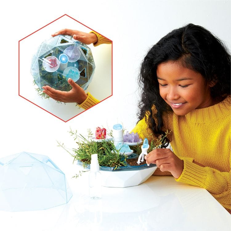 Discovery Mindblown STEM DIY Light-Up Terrarium Plants & Crystals Geodome Grow Kit - 16 pieces