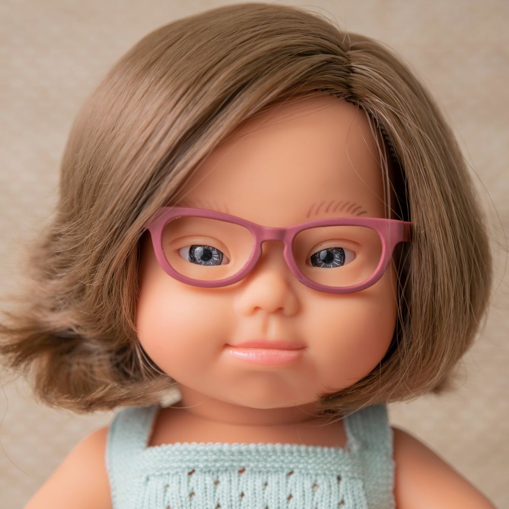15" Baby Doll Caucasian Girl Down Syndrome with Glasses