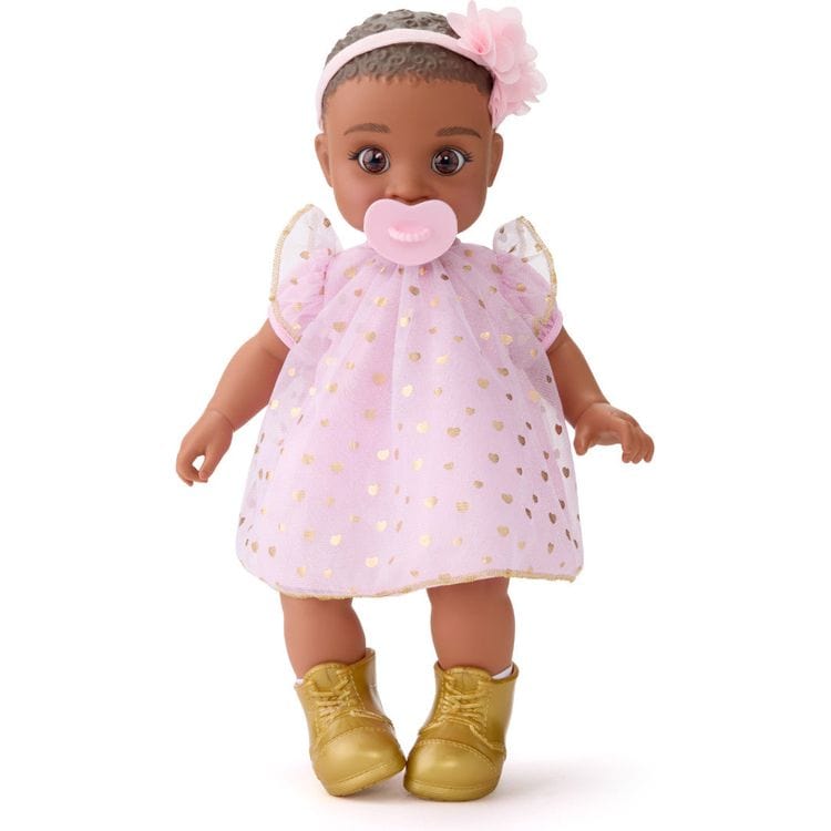FAO Schwarz Dolls Cuddle Baby Doll 14-Inches - Dark Brown Hair