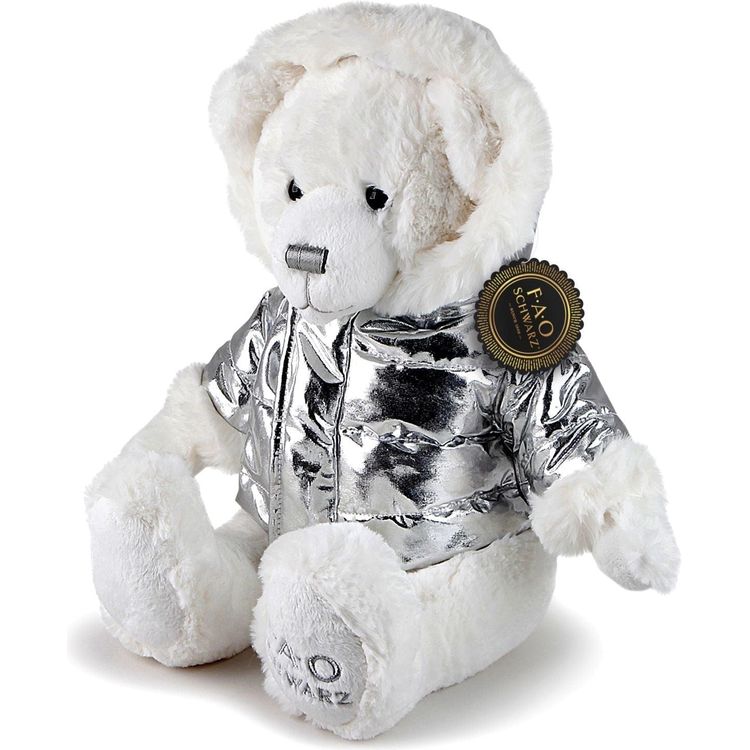 Fao Schwarz Toy Plush Anniversary Bear With Aviation Jacket 12 Tall