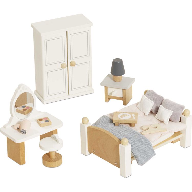 Le Toy Van Dolls Wooden Dolls House Bedroom Furniture Set - 19 Pieces