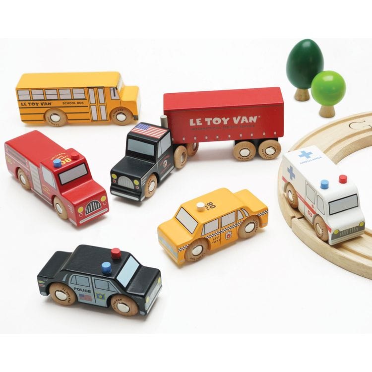 Le Toy Van Preschool New York Wood Toy Car Set - 7 Piece