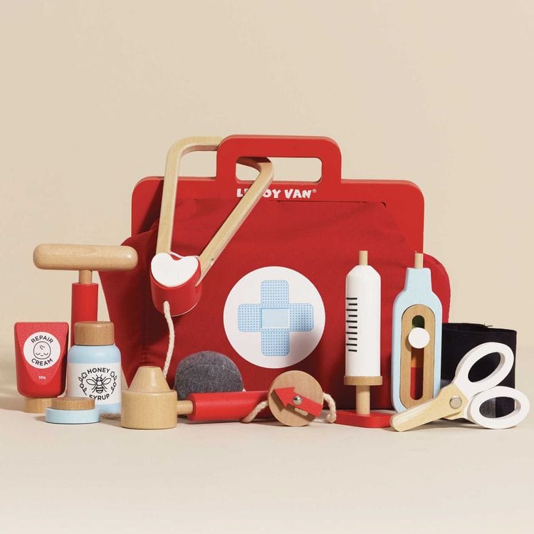 Le Toy Van Preschool Vintage Doctor Roleplay Wooden Kit - 10 Piece