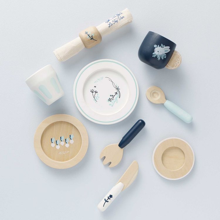 Le Toy Van Preschool Wooden Cutlery Pretend Play Dining Set