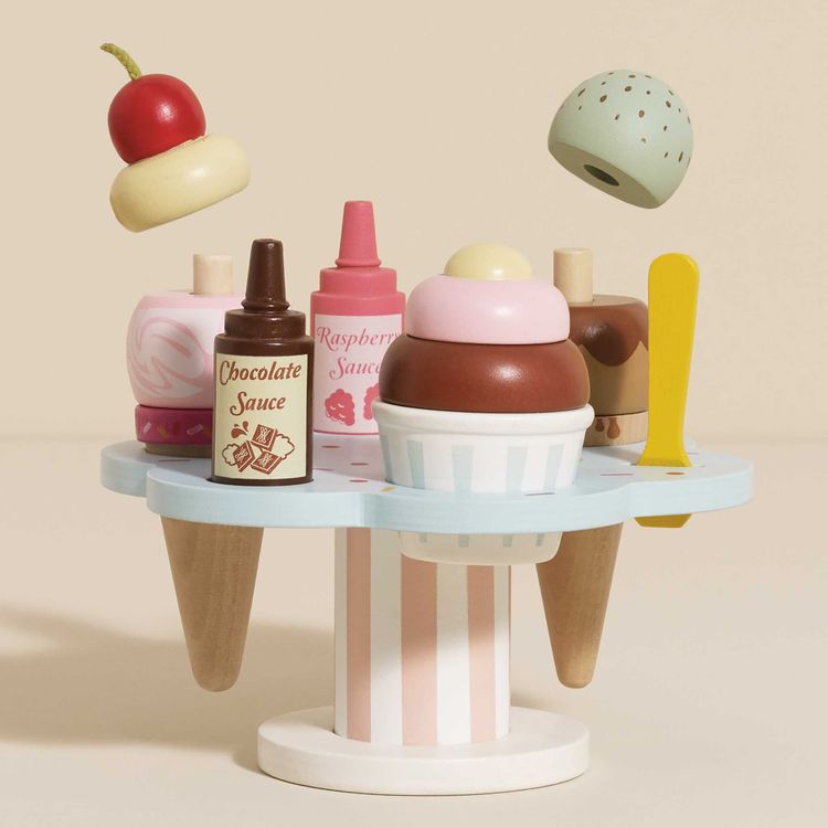 Le Toy Van Preschool Wooden Ice Cream Stand & Toppings