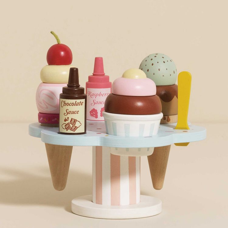 Le Toy Van Preschool Wooden Ice Cream Stand & Toppings