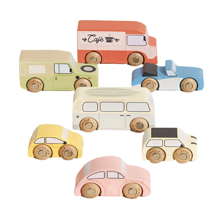 Le Toy Van Preschool Wooden Vintage Toy Cars - 7 Pieces