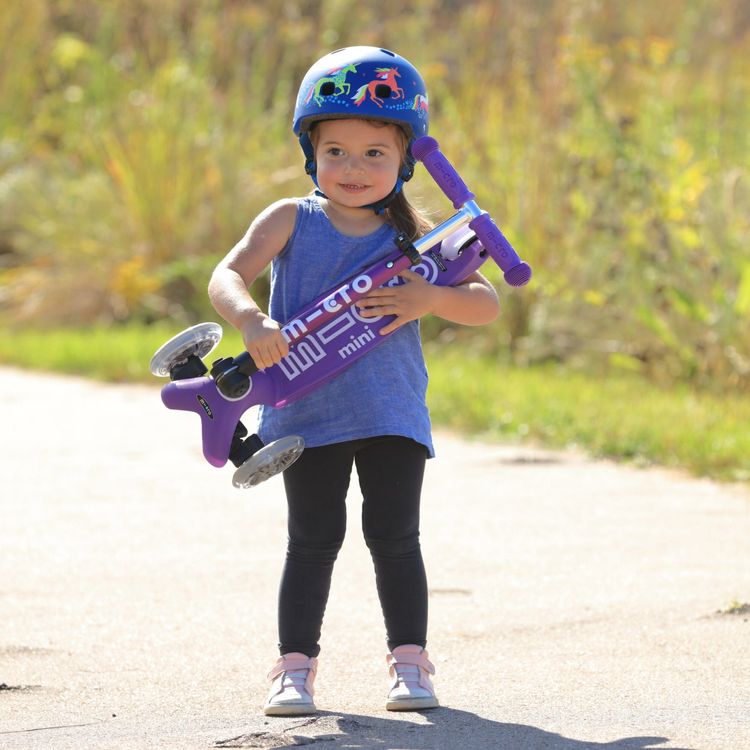 Micro Kickboard Outdoor Micro Mini Foldable LED Scooter - Purple