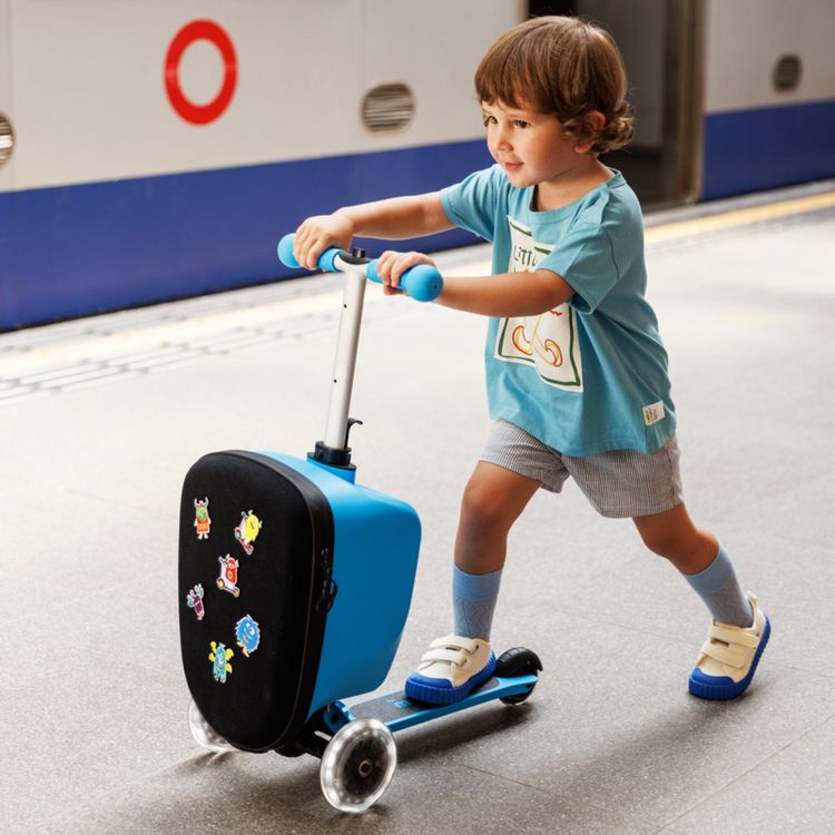 Micro Kickboard Outdoor Micro Scooter Luggage Junior LED Patch & Play - Blue