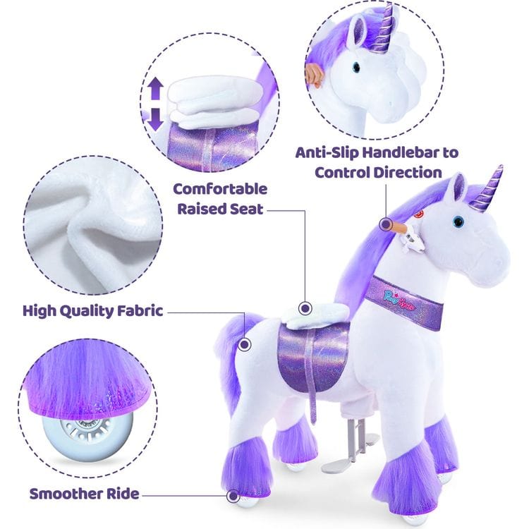 PonyCycle, Inc. Plush Purple Ride-On Unicorn Model Ux - 3-5 Years