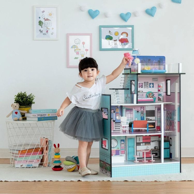 Teamson Kids Preschool Dreamland Barcelona Doll House - Turquoise/Black