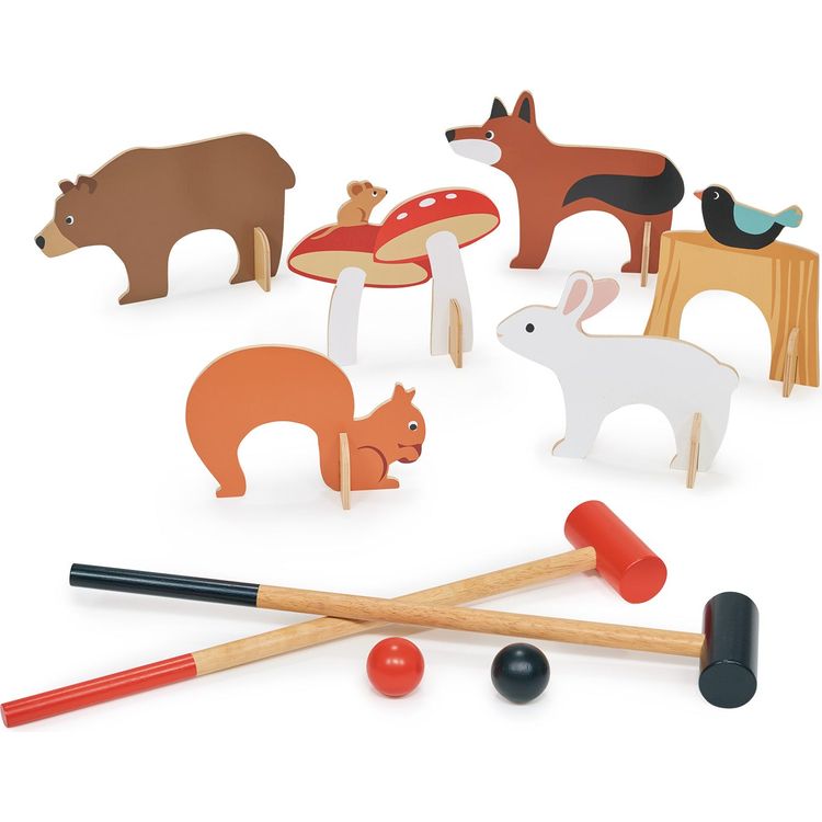 Tender Leaf Toys Preschool Woodland Animals Indoor Croquet Set