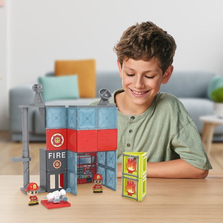 Tile Town STEM Tile Town Fire Station Magnetic Tiles Playset