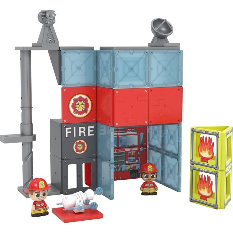 Tile Town STEM Tile Town Fire Station Magnetic Tiles Playset