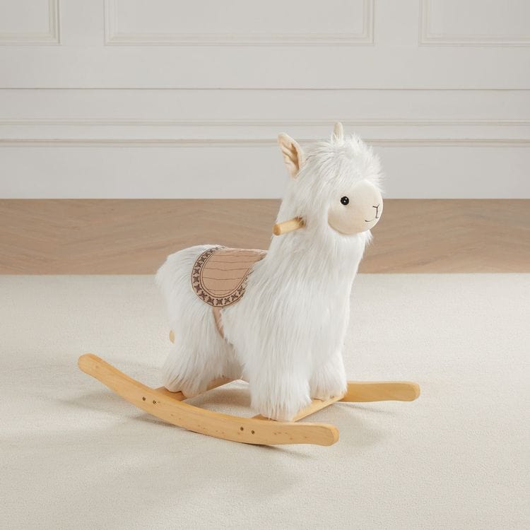 Wonder & Wise Plush Alpaca Rocker with Solid Saddle