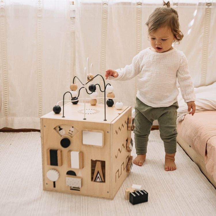 Wonder & Wise Preschool Wooden Activity Busy Box