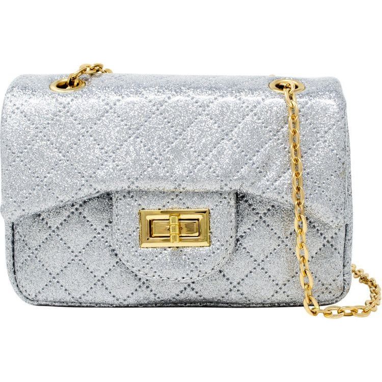 Zomi Gem Trend Accessories Classic Quilted Sparkle Mini Purse - Silver