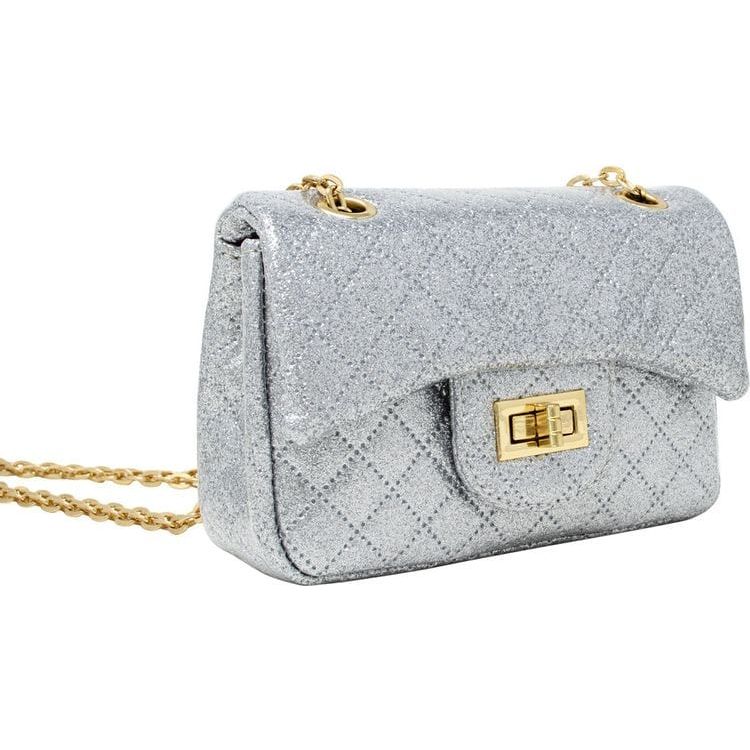 Zomi Gem Trend Accessories Classic Quilted Sparkle Mini Purse - Silver