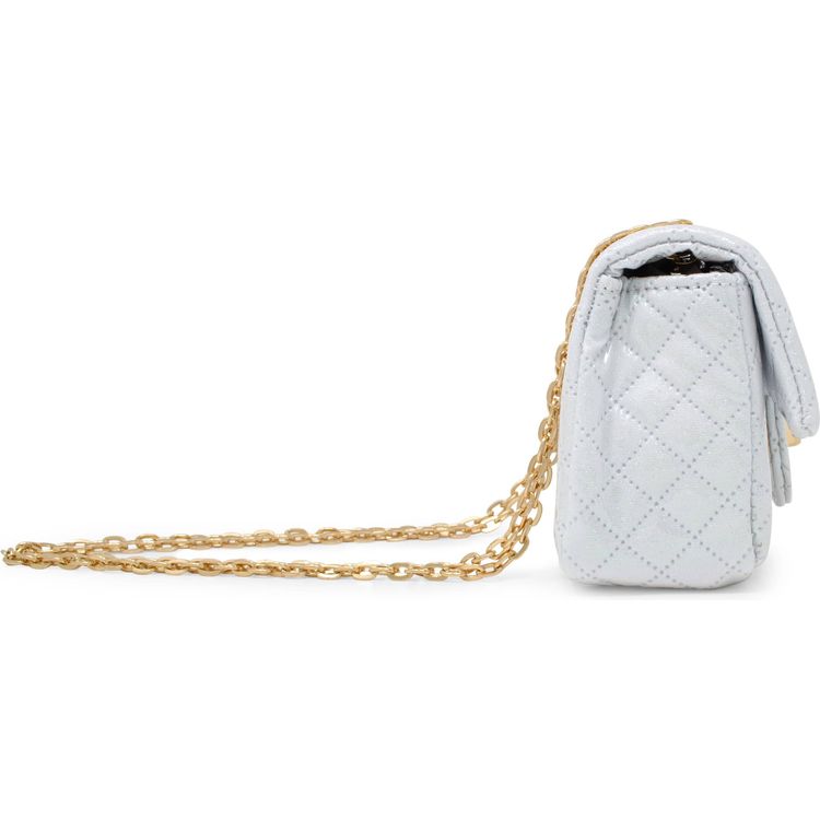 Zomi Gem Trend Accessories Classic Quilted Sparkle Mini Purse - White