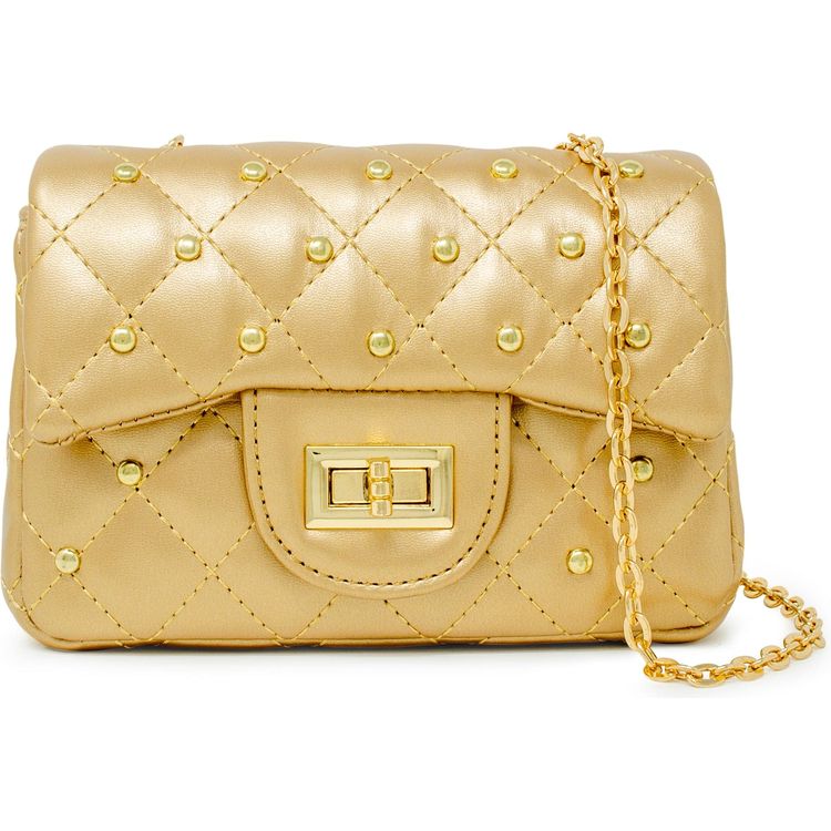 Zomi Gem Trend Accessories Classic Quilted Stud Mini Bag - Gold