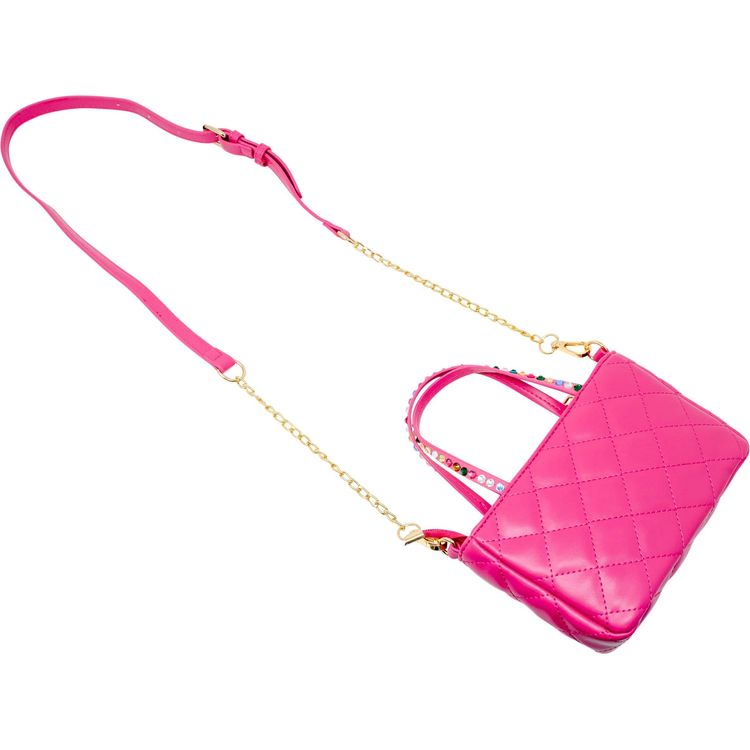 Zomi Gem Trend Accessories Quilted Rhinestone Tote Bag - Hot Pink