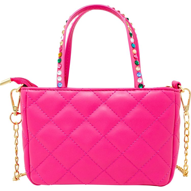 Zomi Gem Trend Accessories Quilted Rhinestone Tote Bag - Hot Pink