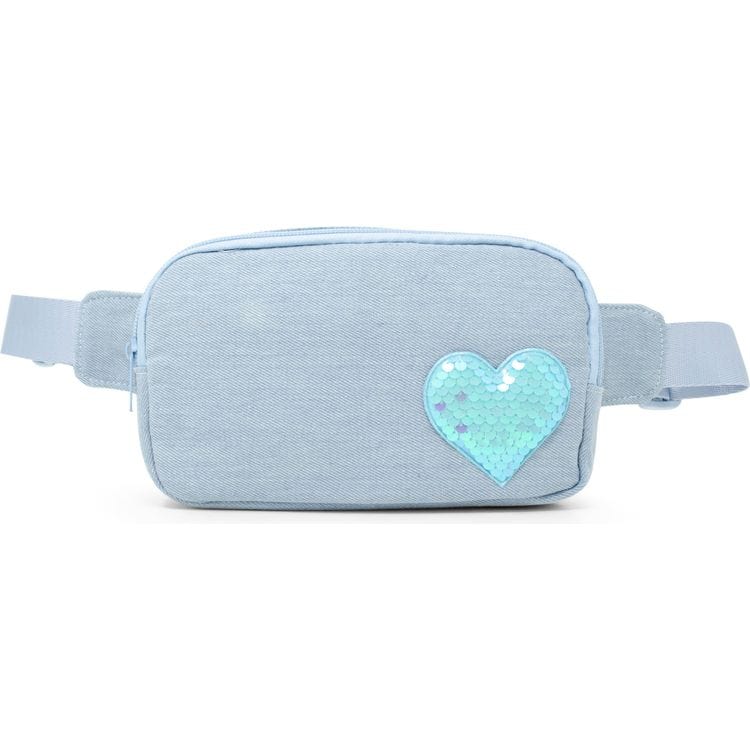 Bell♡　1207　♡ Sequin Heart Belt Bag for Kids - Blue (Denim) – FAO Schwarz