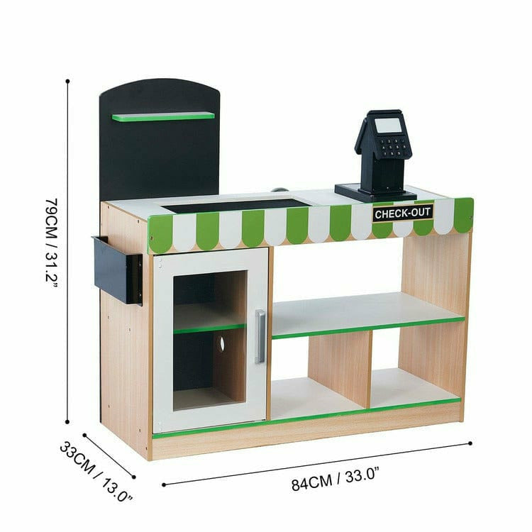 Teamson Kids - Cashier Austin Play Market Stand - Green / Wood - Preschool