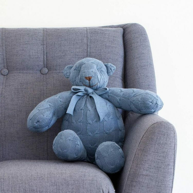 Rian Tricot - Dark Blue Cable Knit Plush Teddy Bear - Plush
