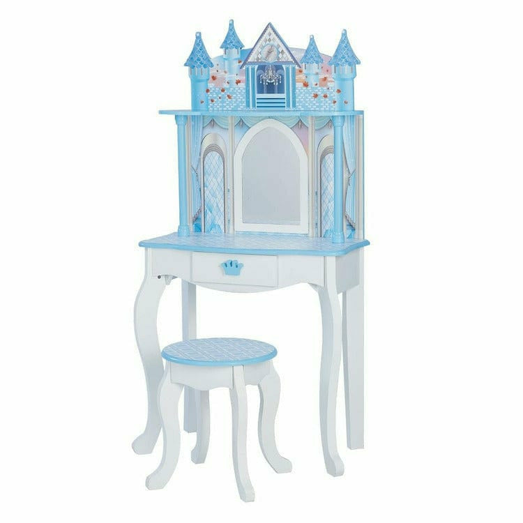 Teamson Kids - Dreamland Castle Play Vanity Set - White/Ice Blue - Room Decor