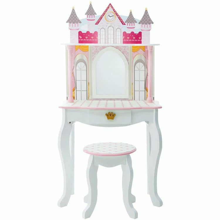 Teamson Kids - Dreamland Castle Play Vanity Set - White / Pink - Room Decor