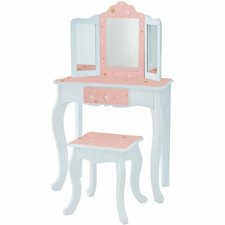 Teamson Kids - Fashion Twinkle Star Gisele Vanity Set - Pink/White - Room Decor