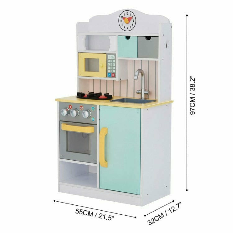 Teamson Kids - Little Chef Florence Classic Play Kitchen - White/Green & Yellow - Preschool