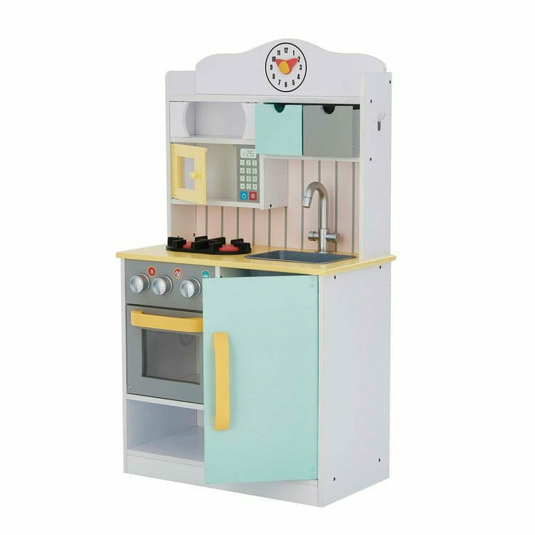 Teamson Kids - Little Chef Florence Classic Play Kitchen - White/Green & Yellow - Preschool