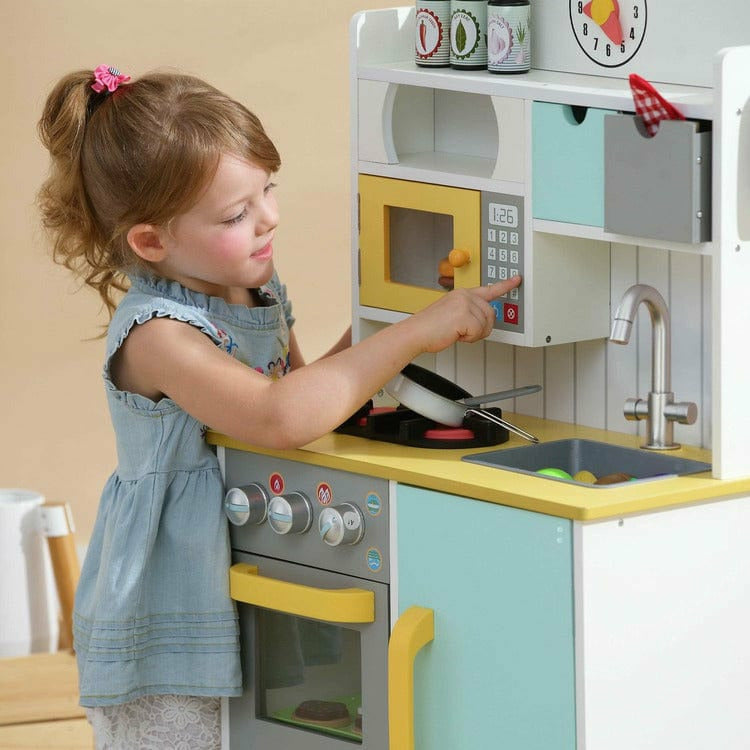 Teamson Kids - Little Chef Florence Classic Play Kitchen - White/Green & Yellow - Preschool